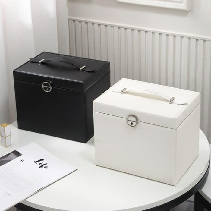 Sp01119 Fünfschichtige Schmuckaufbewahrungsbox aus Leder mit großem Fassungsvermögen – Bild 2