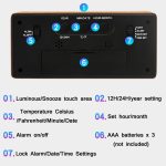 1906 Massivholz-Leuchtuhr, großer Bildschirm, Temperatur- und Luftfeuchtigkeitsuhr, Eucalyptus Yellow, Shabili Brown – Bild 4
