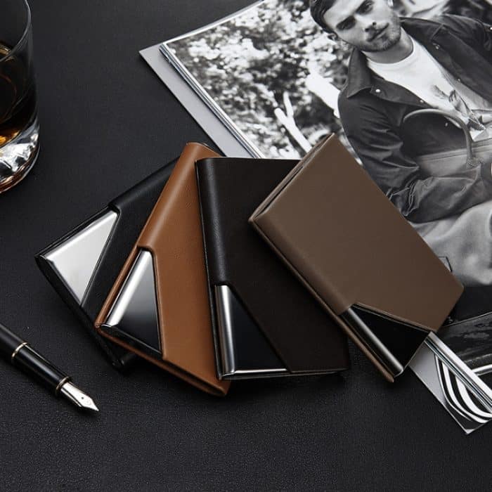 Herren-Visitenkartenklemme aus Leder und Edelstahl – Bild 2