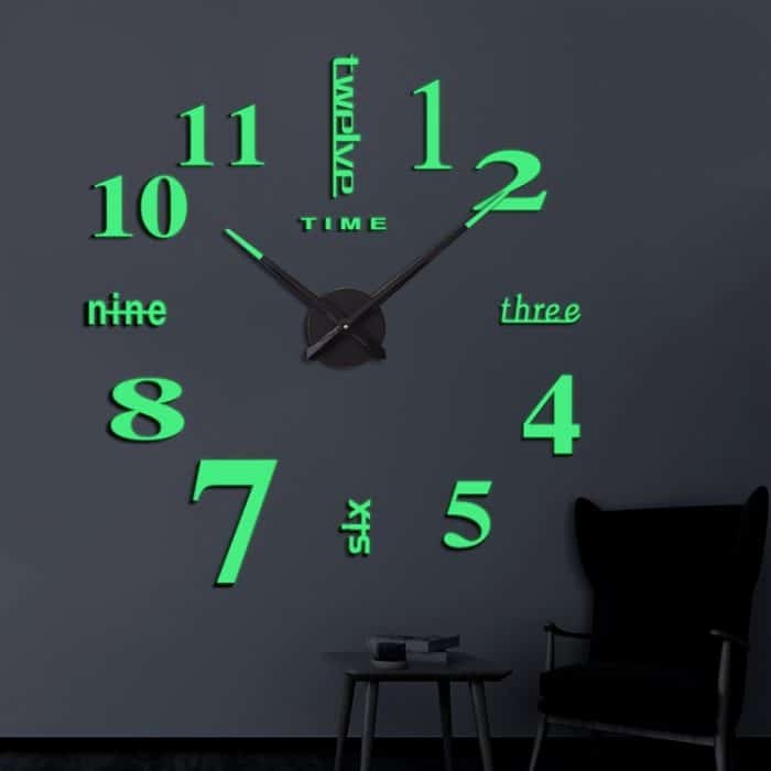M002 Nachtlicht DIY Digital Wanduhr Wohnzimmer Dekoration Silent Clock – Bild 7