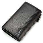Baellerry Herren PU-Leder-Clutch, Business-Casual, Litschi-Muster, Reißverschluss-Geldbörse, Black, Brown