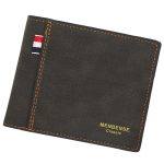 MenBense Frosted PU Short Large Capacity Fashion Retro Three Fold Bag Men Wallet, Black, Navy, Dark Brown, Light-Light
