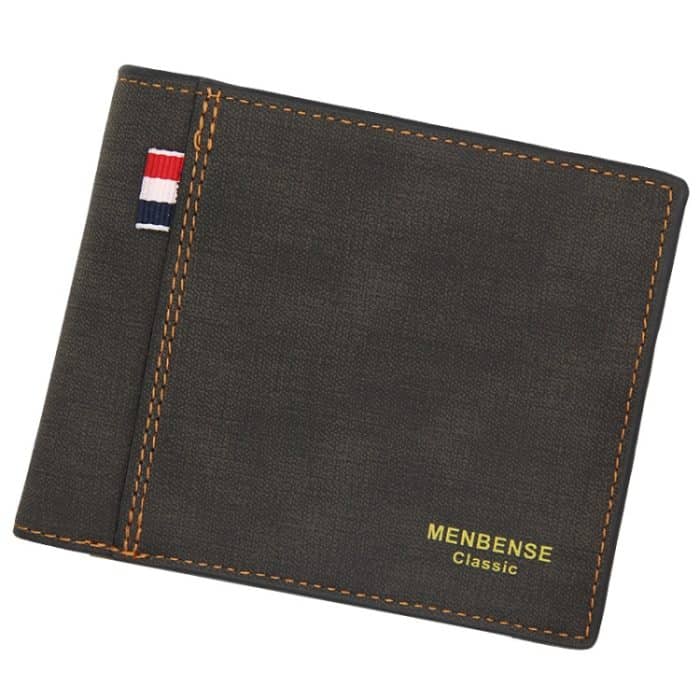 MenBense Frosted PU Short Large Capacity Fashion Retro Three Fold Bag Men Wallet, Black, Navy, Dark Brown, Light-Light – Bild 1
