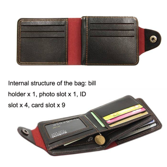 MenBense Men Multi-Card 2 Fold Short Wallet Carrying Card Case, Black, Brown – Bild 7