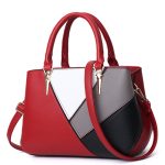 A51 PU-Colorblock-Damenhandtasche, Red Wine, Purple, Black, Dark Gray, Pink, Khaki
