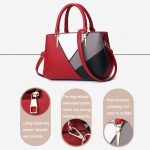 A51 PU-Colorblock-Damenhandtasche, Red Wine, Purple, Black, Dark Gray, Pink, Khaki – Bild 6