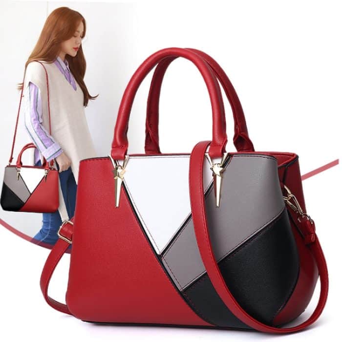 A51 PU-Colorblock-Damenhandtasche, Red Wine, Purple, Black, Dark Gray, Pink, Khaki – Bild 7
