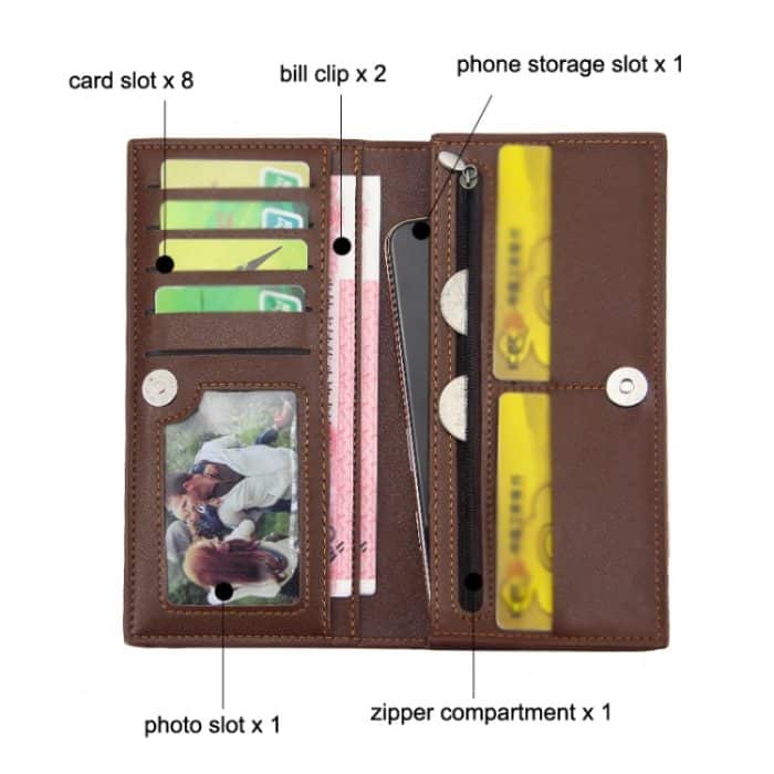 MenBense Lange, modische Herren-Geldbörse mit geprägter Magnetschnalle und mehreren Kartenfächern – Bild 3