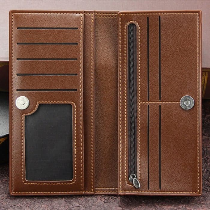 MenBense Lange, modische Herren-Geldbörse mit geprägter Magnetschnalle und mehreren Kartenfächern – Bild 5