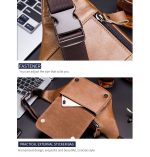 BULL CAPTAIN Rindsleder-Hüfttasche, große Kapazität, multifunktionale Geldbörse für Herren, Black, Yellow Brown – Bild 5