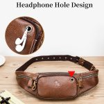 LAOSHIZI Vintage-Leder-Hüfttasche, Schulter-Crossbody-Tasche, Schulter-Brusttasche für Herren, Black, Brown – Bild 4