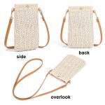 Sommer Strandtasche Damen One Shoulder Handytasche Stroh Münzgeldbörse, Beige, Cream, Beige Magnetic Buckle, Cream Magnetic Buckle – Bild 3