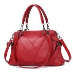 TFZ 250 Geometrische Colorblock-Handtasche aus weichem Leder, Red Wine, Green, Black, Dark Gray, Black White, Rubber Pink