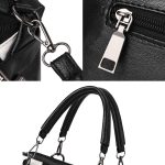 TFZ 250 Geometrische Colorblock-Handtasche aus weichem Leder, Red Wine, Green, Black, Dark Gray, Black White, Rubber Pink – Bild 6