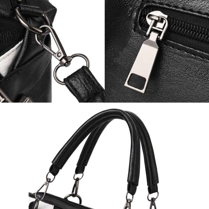 TFZ 250 Geometrische Colorblock-Handtasche aus weichem Leder, Red Wine, Green, Black, Dark Gray, Black White, Rubber Pink – Bild 6