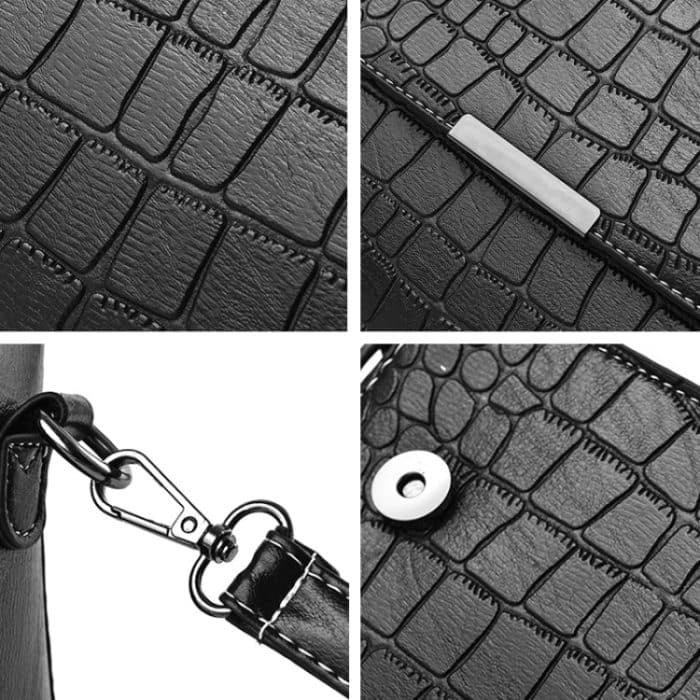 A966-5 Damen-Einzelschultertaschen mit Steinmuster, White, Red Wine, Green, Blue, Black, Turmeric – Bild 6