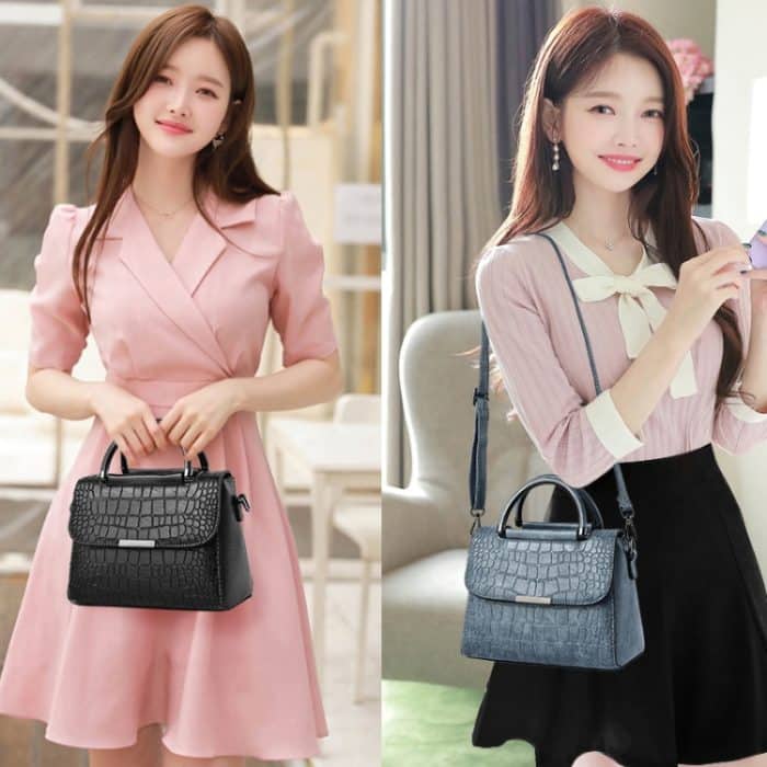 A966-5 Damen-Einzelschultertaschen mit Steinmuster, White, Red Wine, Green, Blue, Black, Turmeric – Bild 7