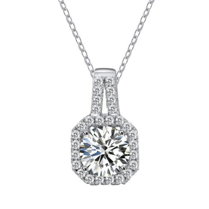 XMZ018 925 Silber Moissanit Diamant-Halskette, quadratische Diamant-Halskette, Spezifikation: