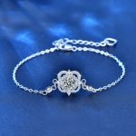 XRA002 Vierblättriges Gras-Armband, 925er Silber, Moissanit-Diamant-Armband – Bild 2