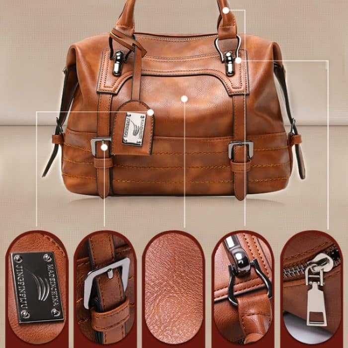 Damen-Freizeithandtasche, weiche, einfarbige, diagonale, große Ein-Schulter-Tasche, Black, Pink, Brown, Grey – Bild 5