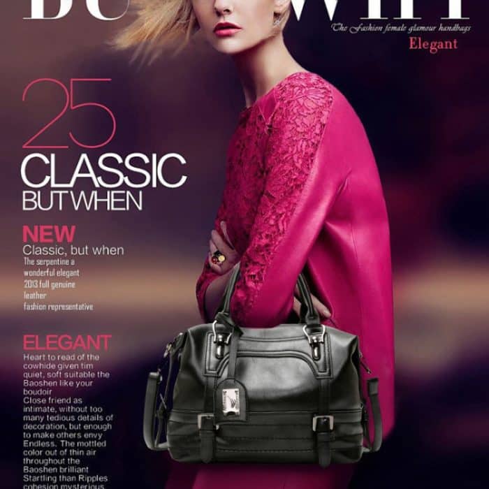 Damen-Freizeithandtasche, weiche, einfarbige, diagonale, große Ein-Schulter-Tasche, Black, Pink, Brown, Grey – Bild 7