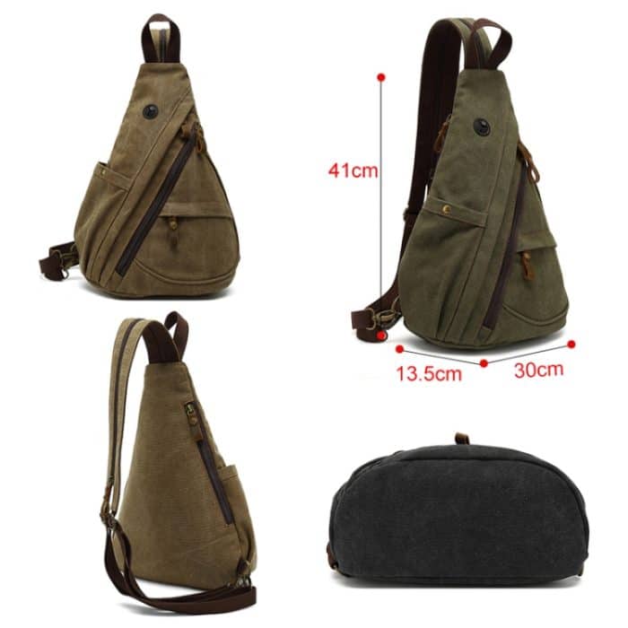 Große Kapazität Casual Canvas Brusttasche Männer Schulter Messenger Bag, Black, Coffee, Army Green – Bild 2
