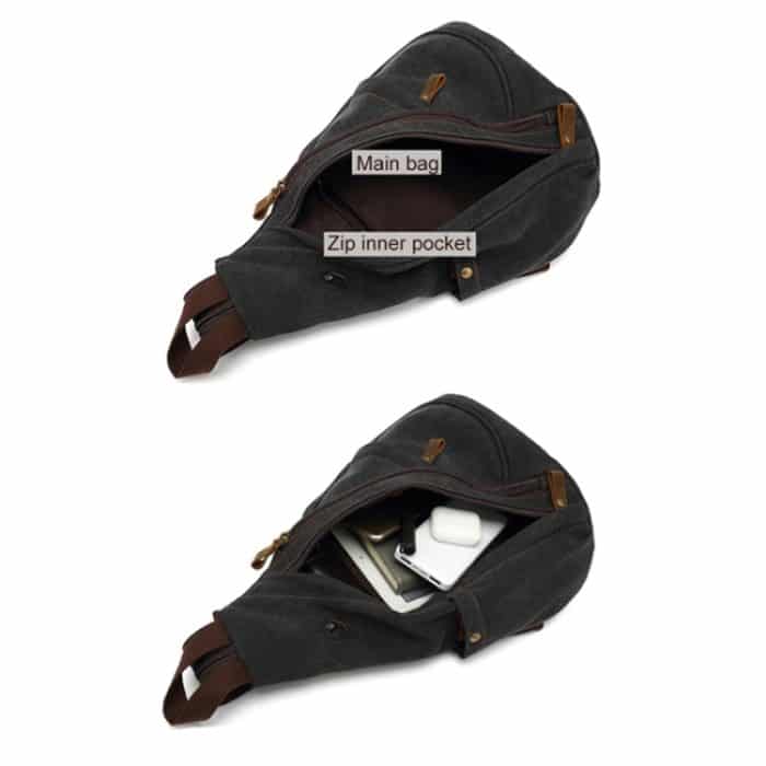 Große Kapazität Casual Canvas Brusttasche Männer Schulter Messenger Bag, Black, Coffee, Army Green – Bild 4