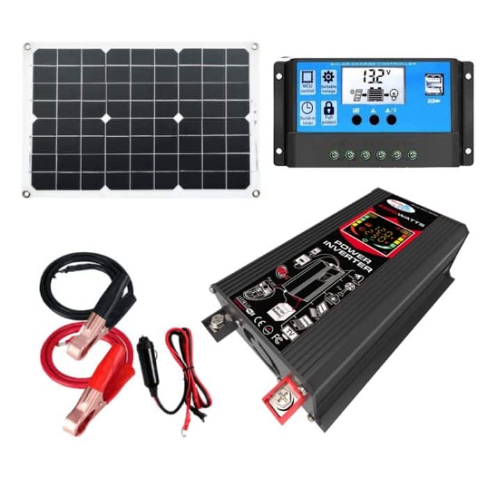 Home Solargenerator Wechselrichter + 30A Controller + 18W 12V Solarpanel, Black 12V To 220V, Black 12V To 110V, Yellow 12V To 220V, Yellow 12V To 110V – Bild 1