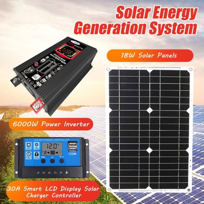Home Solargenerator Wechselrichter + 30A Controller + 18W 12V Solarpanel, Black 12V To 220V, Black 12V To 110V, Yellow 12V To 220V, Yellow 12V To 110V – Bild 10