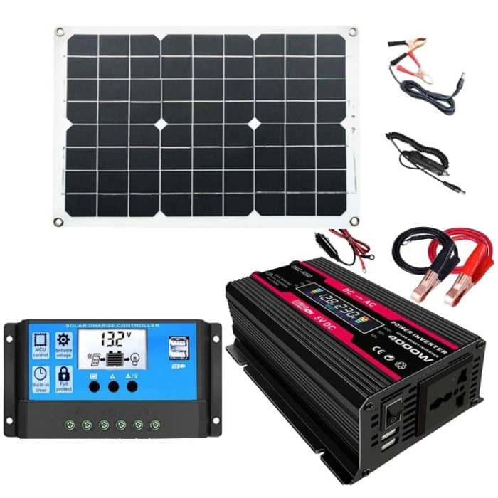 Wechselrichter für Solarstromanlagen + 30-A-Controller + 18-W-18-V-Solarpanel, Black 12V To 220V, Black 12V To 110V, Red 12V To 220V, Red 12V To 110V – Bild 1