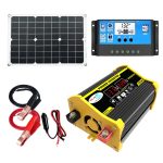Home Solargenerator Wechselrichter + 30A Controller + 18W 12V Solarpanel, Spezifikation:, Black 12V To 220V, Black 12V To 110V, Yellow 12V To 220V, Yellow 12V To 110V