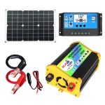 Home Solargenerator Wechselrichter + 30A Controller + 18W 12V Solarpanel, Spezifikation:, Black 12V To 220V, Black 12V To 110V, Yellow 12V To 220V, Yellow 12V To 110V