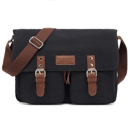 AUGUR Herren-Einschulter-Umhängetasche aus Canvas, Black, Coffee, Grey