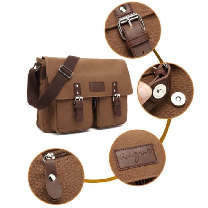 AUGUR Herren-Einschulter-Umhängetasche aus Canvas, Black, Coffee, Grey – Bild 6