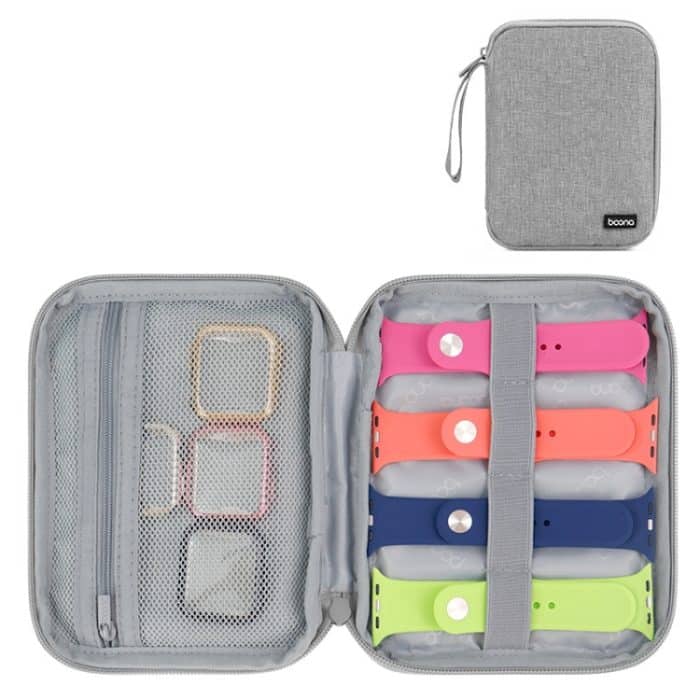 Boona Smart Watch Armband Datenkabel Tragbare Aufbewahrungstasche für Apple Watch, Small (Gray), Small (Black), Large (Gray), Large (Black) – Bild 1