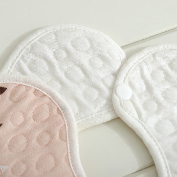 2 Stück dünne Baumwollgaze, wasserdicht, weich, um 360 Grad drehbar, Baby-Lätzchen, Orange, Green, Blue, Pink, Yellow, Blue Cloud, Zoo, Blue Triangle, Little Tree, Dinosaur, Cherry, Coil Crown, Cross, Fox, Green Triangle, Oranges, Fruit Paradise – Bild 2