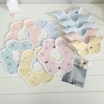 2 Stück dünne Baumwollgaze, wasserdicht, weich, um 360 Grad drehbar, Baby-Lätzchen, Orange, Green, Blue, Pink, Yellow, Blue Cloud, Zoo, Blue Triangle, Little Tree, Dinosaur, Cherry, Coil Crown, Cross, Fox, Green Triangle, Oranges, Fruit Paradise – Bild 5