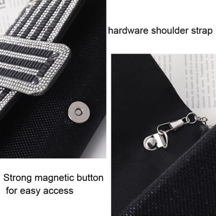 Damen Abendtasche Umhängetasche Handkuriertasche, Silver, Black – Bild 5