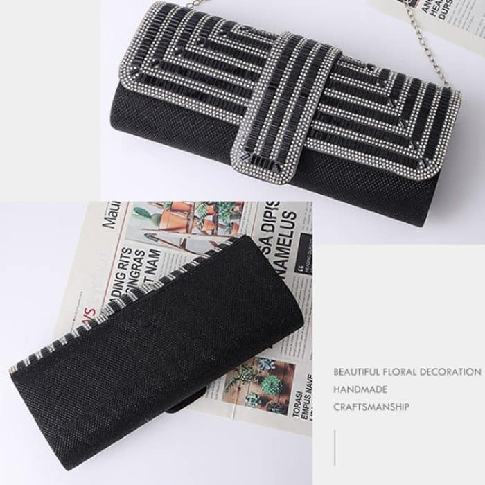 Damen Abendtasche Umhängetasche Handkuriertasche, Silver, Black – Bild 6