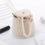 Perlen-Abendtasche, Mini-Tasche, Perlen-Beuteltasche, Ordinary, Golden Bottom Beige Pearl, White Bottom Beige Pearl