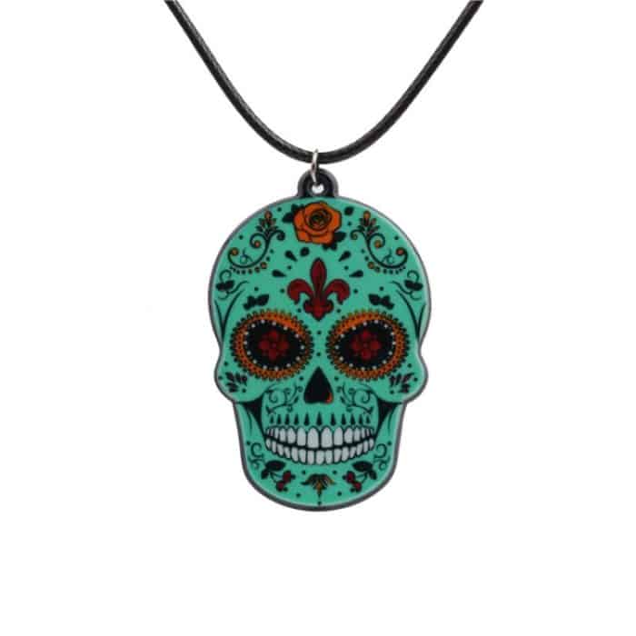 4 Stück Halloween-Totenkopf-Halskette aus Acryl, personalisierter Anhänger-Schmuck – Bild 4