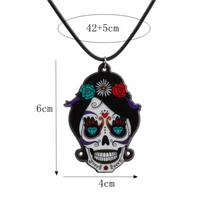 4 Stück Halloween-Totenkopf-Halskette aus Acryl, personalisierter Anhänger-Schmuck – Bild 2