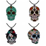 4 Stück Halloween-Totenkopf-Halskette aus Acryl, personalisierter Anhänger-Schmuck – Bild 3