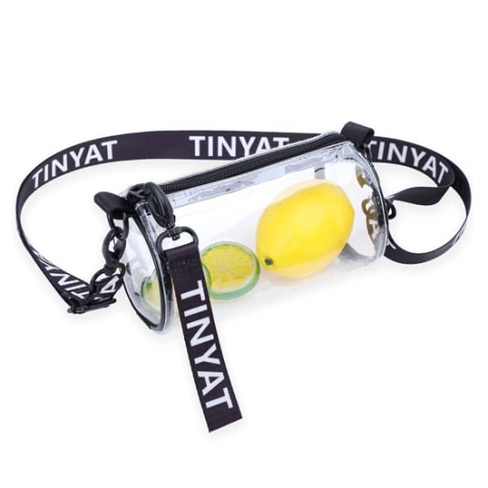 T9058 PVC Transparente Jelly Bag Damen Messenger Bag Mini Zylinder Handytasche, White, Black, Orange – Bild 1