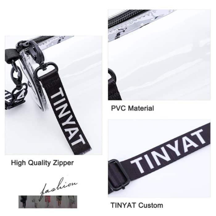 T9058 PVC Transparente Jelly Bag Damen Messenger Bag Mini Zylinder Handytasche, White, Black, Orange – Bild 3