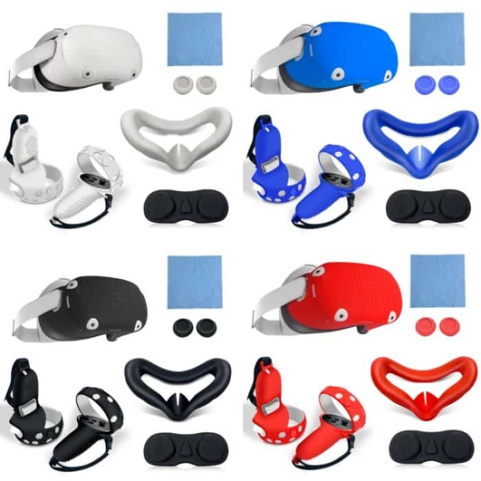 6 Teile/satz Für Oculus quest2 Silikon All-Inclusive Konsole Controller Abdeckung, White, Blue, Black, Red – Bild 2