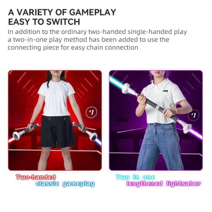 VR-Controller mit langem Stickgriff für Meta Quest 2 beim Spielen von Beat Sabre-Spielen – Bild 5