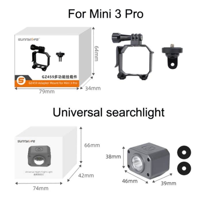 Sunnylife MM3-GZ459 für DJI Mini 3 Pro GoPro10 Action-Kamerahalterung, Hanging Load, Searchlight, Hanging Load+Searchlight set – Bild 3