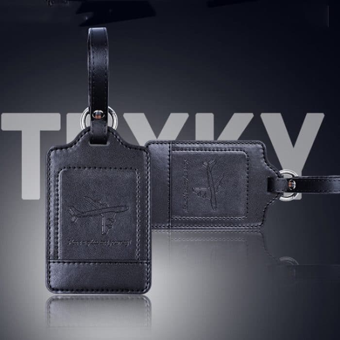 TBD0602749301A.jpg Gepäckanhänger aus PU-Leder, multifunktionaler Koffer-Identifikationsanhänger, Black, Grey, Red, Purple, Rose Gold – Bild 1