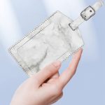 2 Stück marmorierter PU-Leder-Gepäckanhänger mit Ölkante zum Nähen mit Metallschnalle – Bild 5